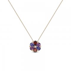 Le Vian Garnet, Tanzanite & Amethyst Necklace 1/8 ct tw Diamonds 14K Strawberry Gold 18"