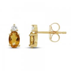 Citrine & Diamond Earrings 1/20 ct tw 10K Yellow Gold