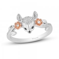 Disney Treasures Bambi Diamond Ring 1/10 ct tw Round-Cut Sterling Silver/10K Rose Gold