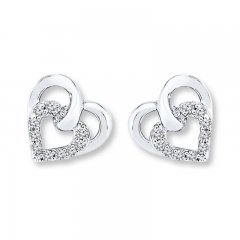 Heart Earrings 1/10 ct tw Diamonds Sterling Silver