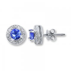 Tanzanite Earrings Diamond Accents Sterling Silver