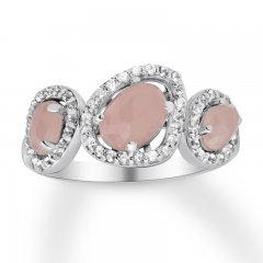 Guava Quartz & White Topaz Ring Sterling Silver