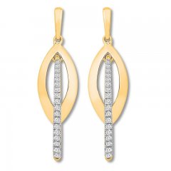 Interlocking Hoop Earrings 1/3 ct tw Diamonds 10K Yellow Gold