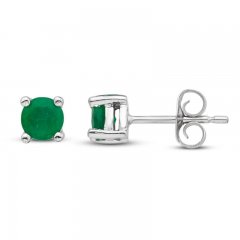 Certified Emerald Stud Earrings 14K White Gold