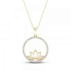 By Women For Women Diamond Lotus Necklace 1/4 ct tw Round-cut 10K Yellow Gold 18"