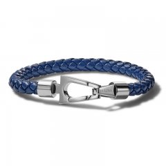 Bulova Braided Leather Bracelet Blue 9"