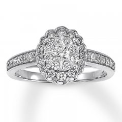 Diamond Engagement Ring 1/2 ct tw Round-cut 14K White Gold