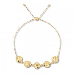 Textured Circle Bolo Bracelet 10K Yellow Gold