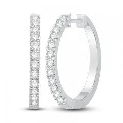 Diamond Hoop Earrings 1/2 ct tw 10K White Gold