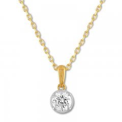 Diamond Solitaire Necklace 3/8 Carat 10K Two-Tone Gold