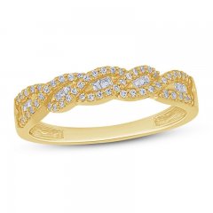 Diamond Anniversary Ring 1/4 ct tw Round/Baguette 10K Yellow Gold