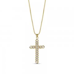 Cross Chain Necklace 10K Yellow Gold 18"