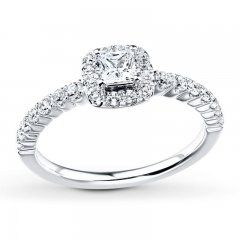 Diamond Engagement Ring 5/8 ct tw Princess/Round 14K White Gold