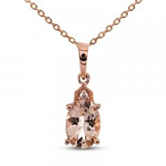 Morganite & Diamond Accent Necklace 10K Rose Gold 18"