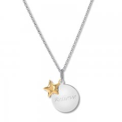 "Believe" Necklace Sterling Silver/14K Yellow Gold 16" Adj