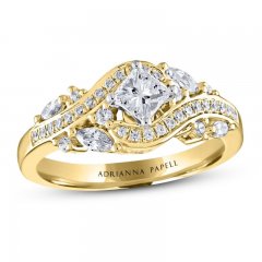 Adrianna Papell Diamond Engagement Ring 7/8 ct tw Princess/Marquise/Round 14K Yellow Gold