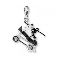 Roller Skate Charm Crystals/Enamel Sterling Silver