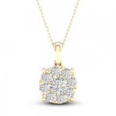 Diamond Halo Necklace 1 ct tw Round-Cut 10K