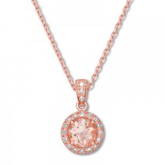 Morganite Necklace 1/10 ct tw Diamonds 10K Rose Gold