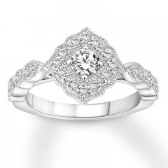 Diamond Engagement Ring 5/8 ct tw Round-cut 14K White Gold