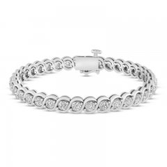 White Lab-Created Sapphire Fashion Bracelet Sterling Silver 7.25"