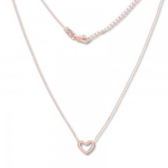 Heart Necklace 14K Rose Gold 16" to 18" Adjustable