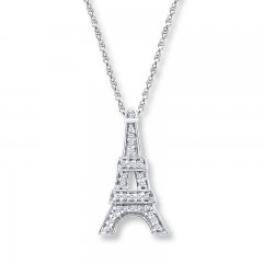 Eiffel Tower Necklace 1/20 ct tw Diamonds 10K White Gold