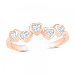 Diamond Heart Toe Ring 10K Rose Gold