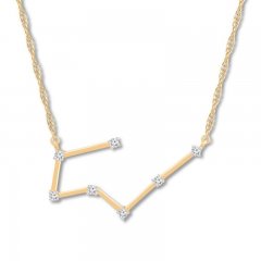 Taurus Zodiac Necklace 1/10 ct tw Diamonds 10K Yellow Gold