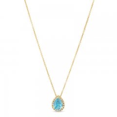 Le Vian Aquamarine & Diamond Necklace 1/8 ct tw 14K Honey Gold 18"