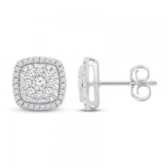 Diamond Stud Earrings 1/2 ct tw Sterling Silver