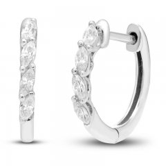 Diamond Hoop Earrings 1/4 ct tw Marquise-cut 10K White Gold