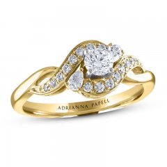 Adrianna Papell Diamond Engagement Ring 1/2 ct tw Round/Pear 14K Yellow Gold