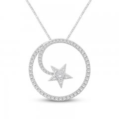 Diamond Star Circle Necklace 1/4 ct tw Round-Cut Sterling Silver 19"