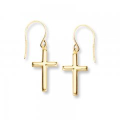 Cross Earrings 14K Yellow Gold