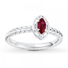 Stackable Ring Lab-Created Ruby Sterling Silver