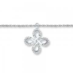 Infinity Knot Anklet 1/10 ct tw Diamonds Sterling Silver