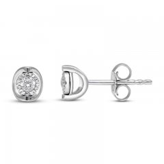 Diamond Solitaire Earrings 1/10 ct tw Round-cut Sterling Silver