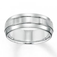 8mm Wedding Band White Tungsten Carbide