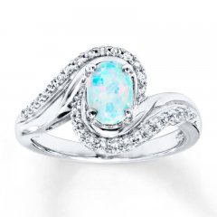 Lab-Created Opal Ring Lab-Created Sapphires Sterling Silver