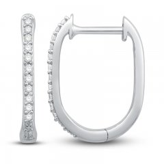 Diamond Hoop Earrings 1/10 ct tw Round-cut 10K White Gold