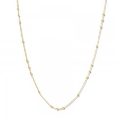 Beaded Cable Chain Necklace 14K Yellow Gold 16" to 18" Adj