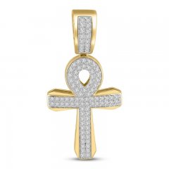 Men's Diamond Cross Pendant 1 ct tw 10K Yellow Gold