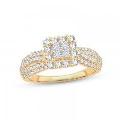 Diamond Engagement Ring 1 ct tw Princess, Round-Cut 14K Yellow Gold