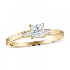 Diamond Engagement Ring 1/2 ct tw Princess/Baguette 14K Yellow Gold