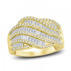 Diamond Ring 1 ct tw Round/Baguette 10K Yellow Gold