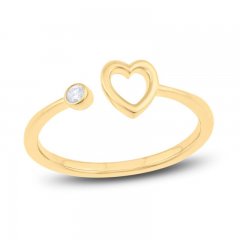 Diamond Accent Heart Cuff Ring Round-cut 10K Yellow Gold