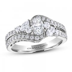 Adrianna Papell Diamond Engagement Ring 1-1/8 ct tw Oval/Marquise/Round 14K White Gold