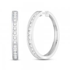 Diamond Hoop Earrings 1 ct tw Round-Cut 10K White Gold