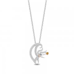 Disney Treasures Nightmare Before Christmas Citrine & Diamond Necklace 1/6 ct tw Sterling Silver 17"